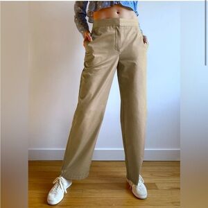 Aritzia Sunday Best Charlie Full Length Wide Leg Trouser Pant Khaki Tan size 00